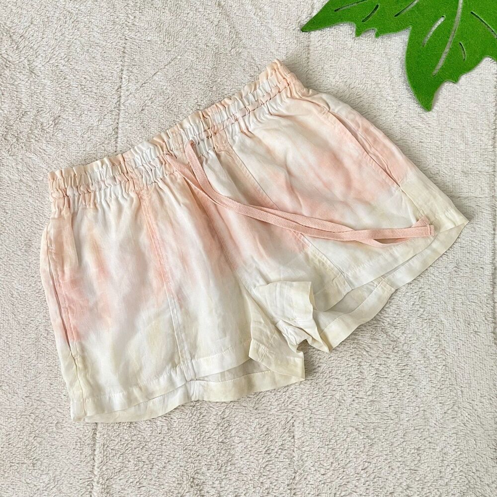 Bella Dahl Yellow Orange Tie Dye Shorts Size S Pull On Waist Tie Classic Pockets